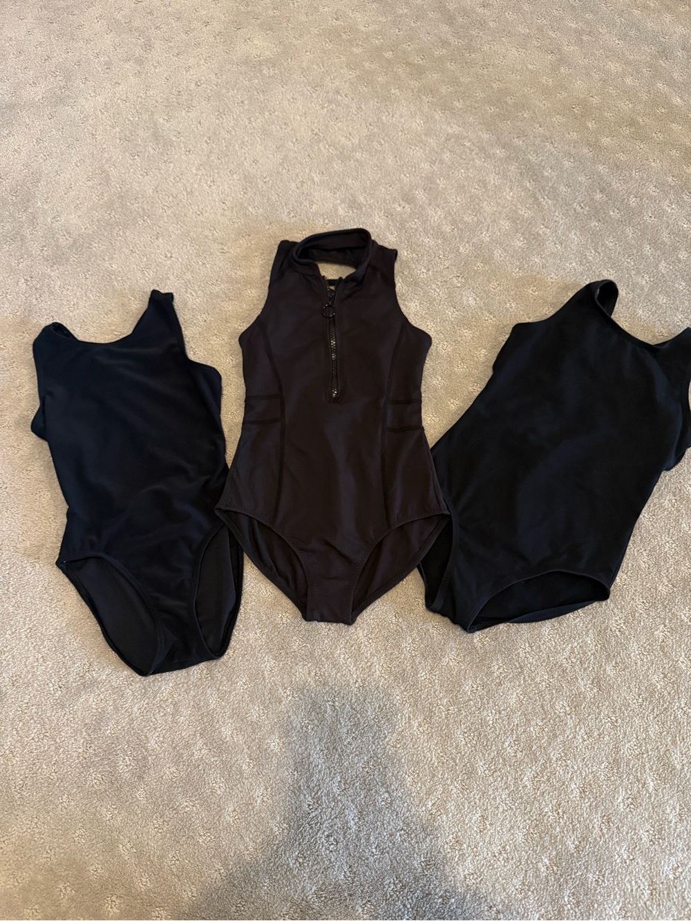 Set of 3 Black Leotards - Dance Gymnastics - size 8-10